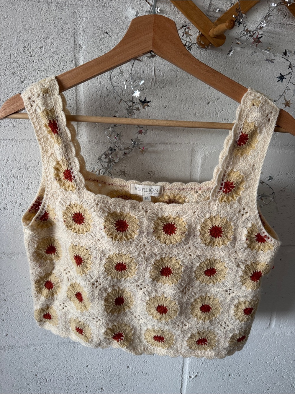 Rebellion Cream crochet crop top